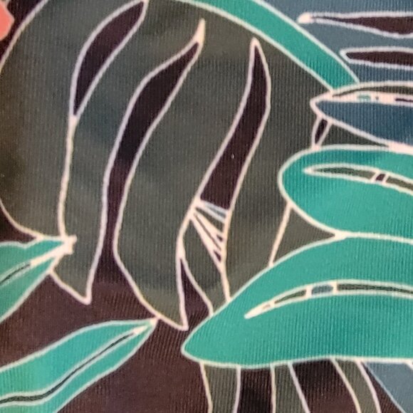 Old Navy Black Hibiscus Tropical Leaf Print Side Tie Bikini Bottoms - Picture 6 of 9